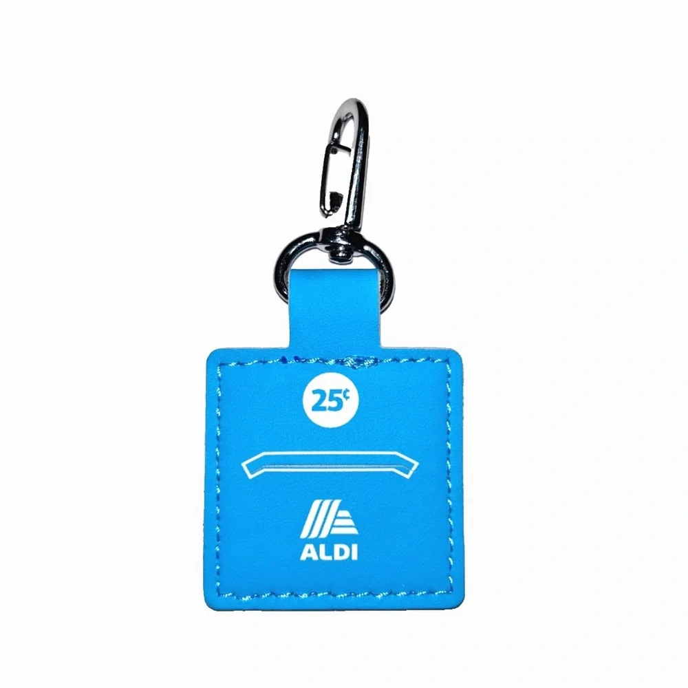 ALDI Quarter Keychain Grand Open Logo Blue, Orange, & Red NEW Carabiner clip NEW